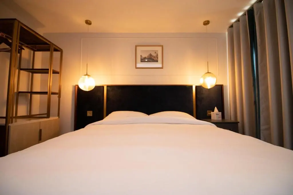 Contemporary hotel suite with elegant decor
